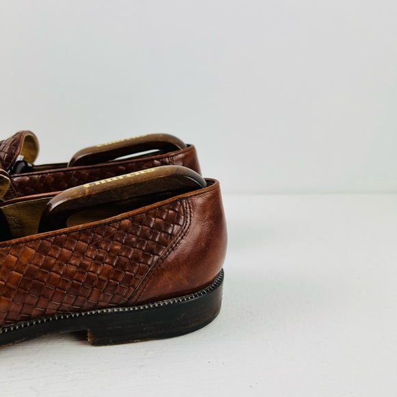Russell & Bromley Tan Brown Leather Woven Classic Slip On Loafers UK 9 - Picture 3 of 12